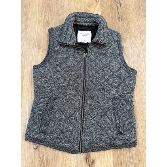 Abercrombie & Fitch Jackets & Blazers - Abercrombie & Fitch Quilted Vest Womens Medium Gray Full Zip Knit Gorpcore